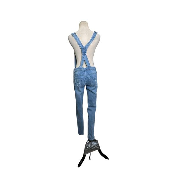 Tinseltown blue distressed denim overalls size M - Picture 2 of 16